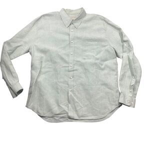 Island Pacific XXL‎ Light Green 100% Linen Button up Roll Up Sleeve Men's (READ)